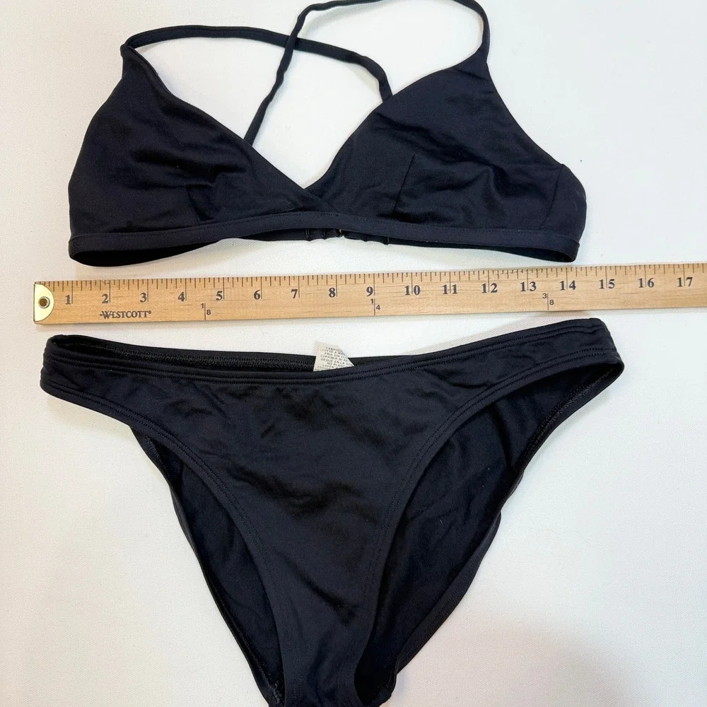 ESPRIT Vintage Black Triangle Cross Back Bikini Set Medium‎
